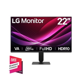 Vista frontal de Monitor LG Full HD de 22" con 100Hz y 1ms MBR 22U401A-B